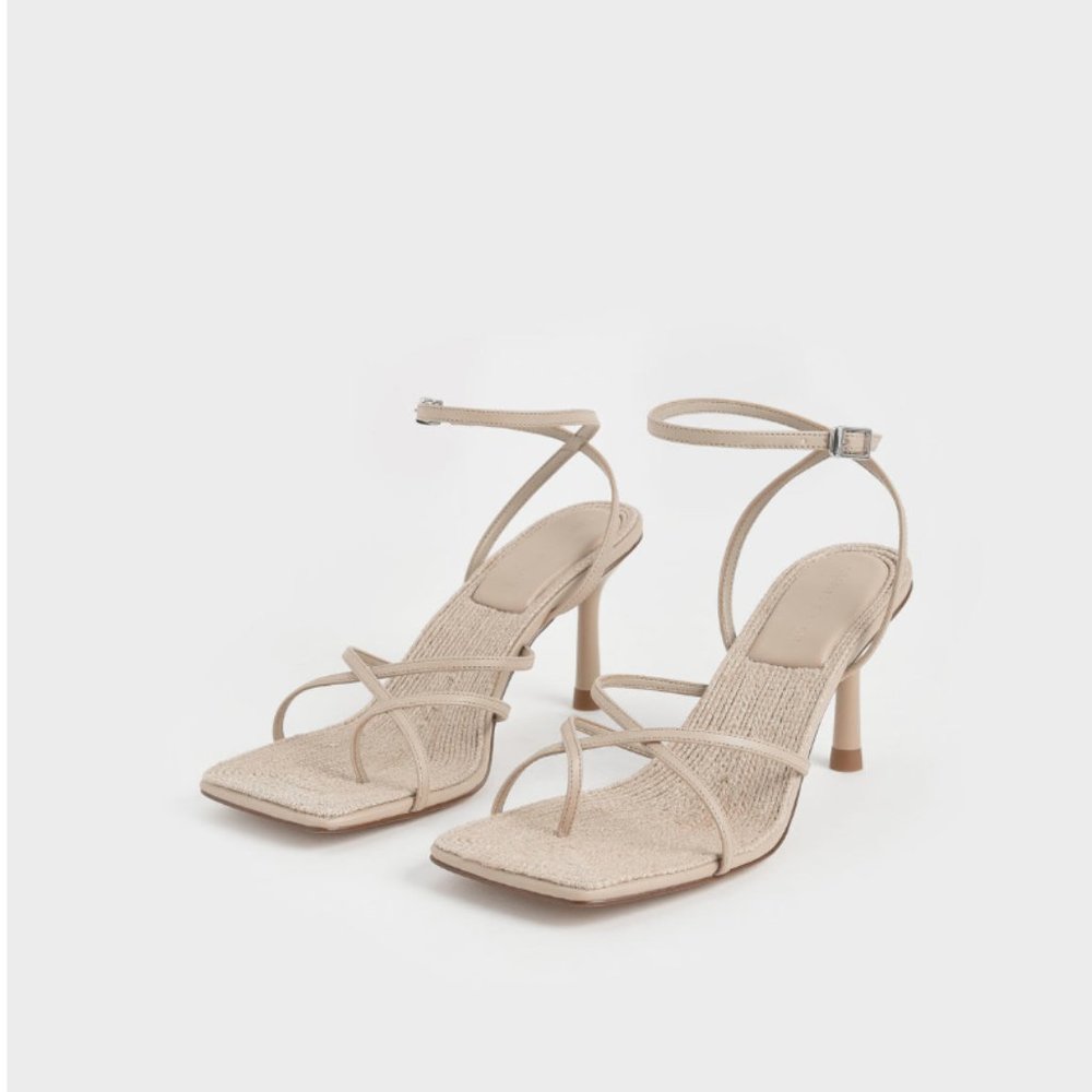 BRAND NEW// Charles & Keith// Beige Ankle Strap Sandals // Size 5